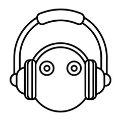 Minimal Headphones Icon Vector line art Audio Equipment Sketch
