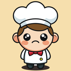 Obraz premium Cute chef cartoon character with sad expression