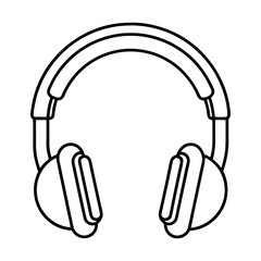 Modern Headphones Drawing Clean Tech Line Art Graphic Illustration