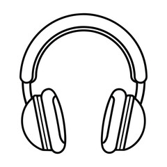 Modern Headphones Drawing Clean Tech Line Art Graphic Illustration