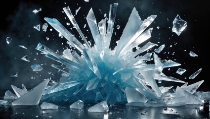 Fragments of crushed ice radiating outward.