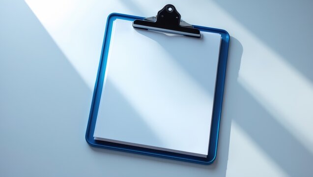 Isolated blue clipboard with paper on background - Powered by Adobe