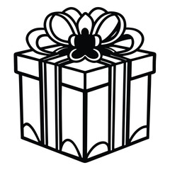 Beautiful gift box vector line art illustration