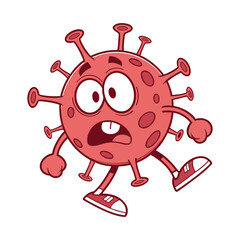 Fototapeta premium Scared virus vector cartoon character isolated on a white background.