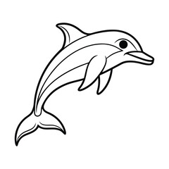 Dolphin Line Art Vector Minimal Ocean Animal Illustration and Aquatic Sea Creature Vector Art