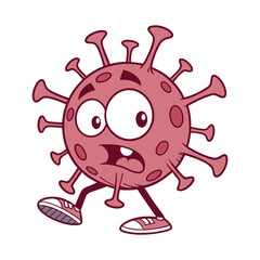 Fototapeta premium Scared virus vector cartoon character isolated on a white background.