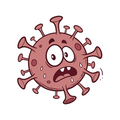 Obraz premium Scared virus vector cartoon character isolated on a white background.