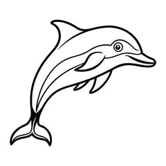 Dolphin Line Art Vector Minimal Ocean Animal Illustration and Aquatic Sea Creature Vector Art