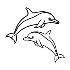 Dolphin Line Art Vector Minimal Ocean Animal Illustration and Aquatic Sea Creature Vector Art