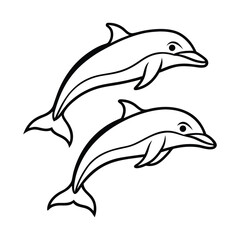 Dolphin Line Art Vector Minimal Ocean Animal Illustration and Aquatic Sea Creature Vector Art