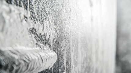 Close up of a paint roller applying fresh gray paint to a wall, symbolizing diy home renovation