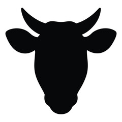 Beautiful cow head silhouette Vector art Illustration with Minimalist Cow skull Farm Animal Vector Icon Design