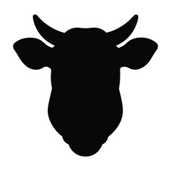 Beautiful cow head silhouette Vector art Illustration with Minimalist Cow skull Farm Animal Vector Icon Design