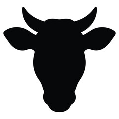 Beautiful cow head silhouette Vector art Illustration with Minimalist Cow skull Farm Animal Vector Icon Design