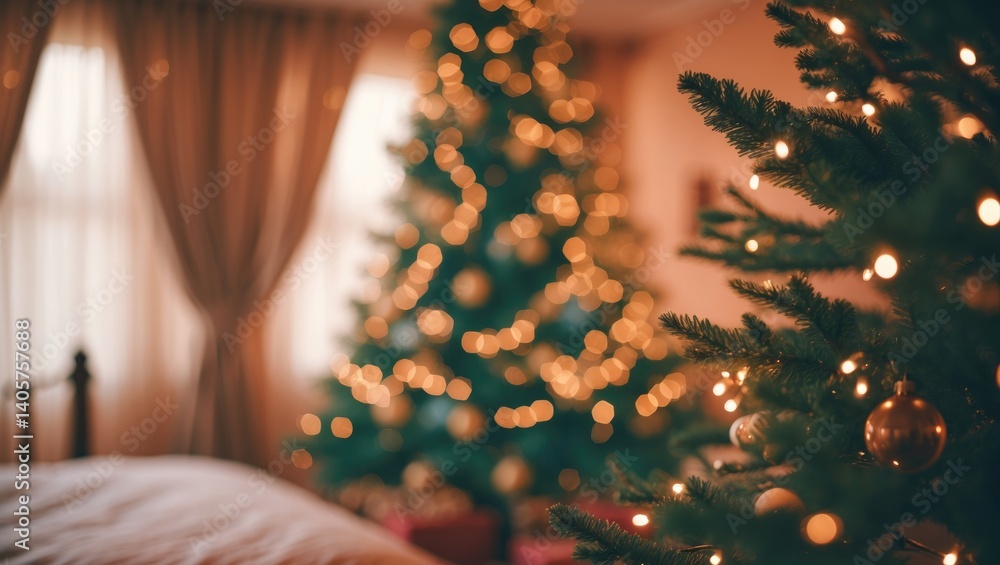 Poster decorated tree with soft focus and blur. bokeh
