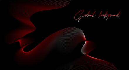 Abstract template with gradient curly red mesh on the black background  and text space