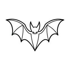 Beautiful Flying Bat Line Art Minimalist Outline Illustration