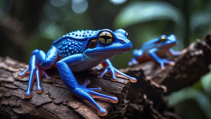 Naklejka premium Indigenous Tirio and the Blue Poison Dart Arrow Frog of the Savanna