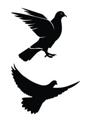 Fototapeta premium Pigeon graceful flight silhouette vector design. 
