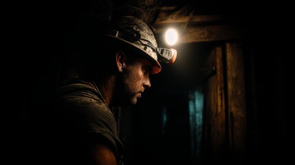 Coal miner working in underground mine