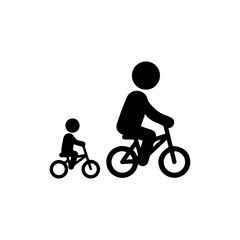 Obraz premium Dad and Child Riding Bicycles Symbolizing Outdoor Bonding Time