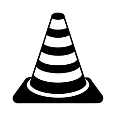 Safety Equipment black traffic cone roadblock sign icon design