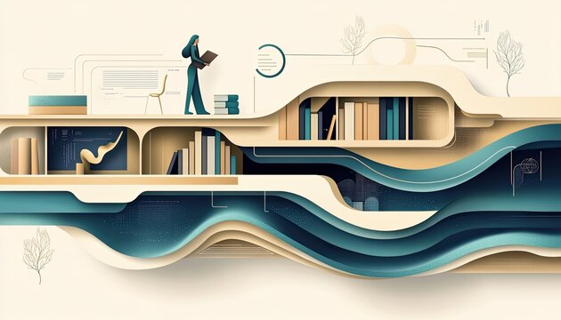 A calm and refined horizontal illustration for Special Librarians Day