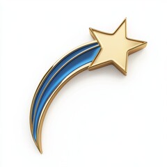 Gold star with blue tail.  A shining star with a blue comet trail