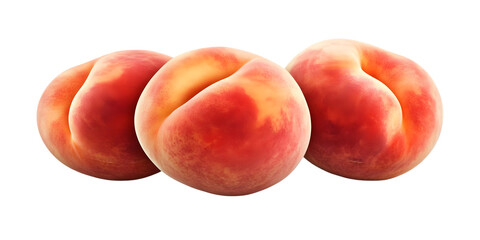 Photo of Three Ripe Peaches with a Transparent Background Studio Shot