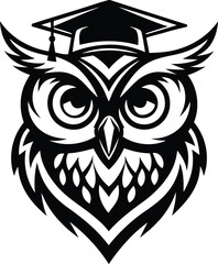 Modern and stylish owl head logo icon silhouette vector art, Owl head isolated line art vector illustration
