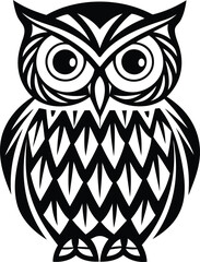 Modern and stylish owl head logo icon silhouette vector art, Owl head isolated line art vector illustration