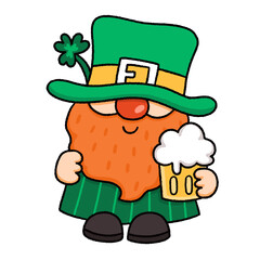 Cute St. Patrick’s Day cartoon illustration featuring shamrocks, leprechauns, and festive elements.