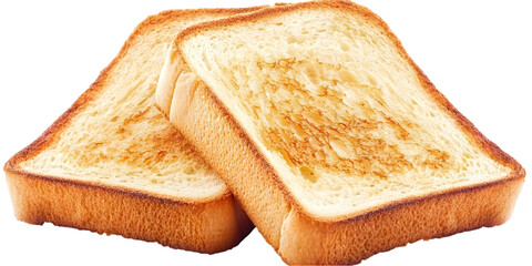 Photo of Two Slices of Crispy Toast with Golden Brown Texture Isolated