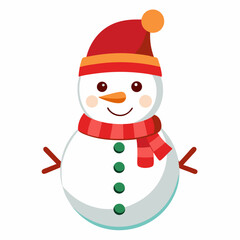 Christmas snowman clipart on white background 