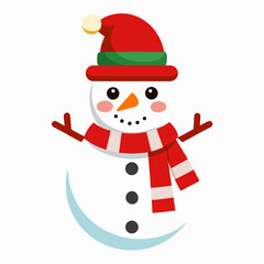 Christmas snowman clipart on white background 