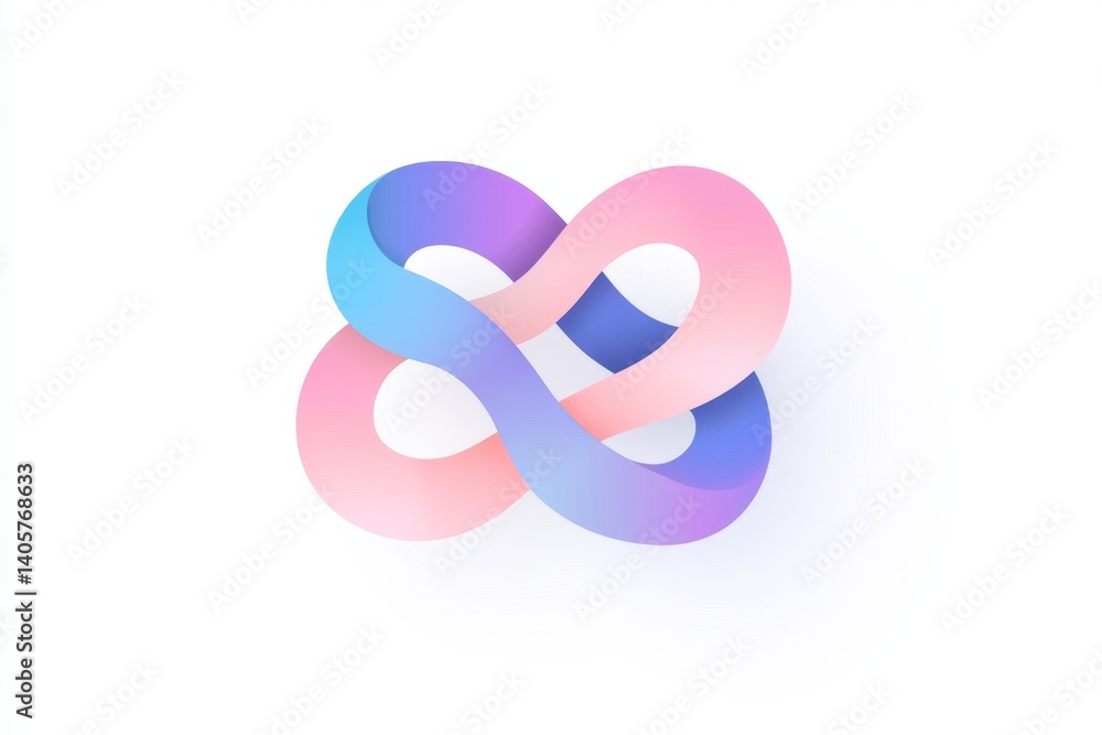 Poster abstract infinity symbol design. soft, flowing, gradient shapes intertwining to form an infinite loo