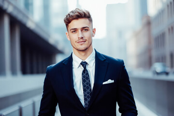 Fototapeta premium Confident Businessman in a City Setting