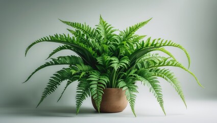 Obraz premium Potted fern. Indoor green plant. set against a white backdrop