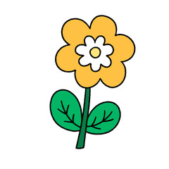 Yellow flower illustration in a bright and cheerful style.