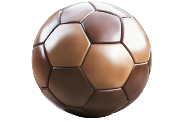 Realistic 3D Render of a Brown Leather Soccer Ball on Transparent Isolated Background