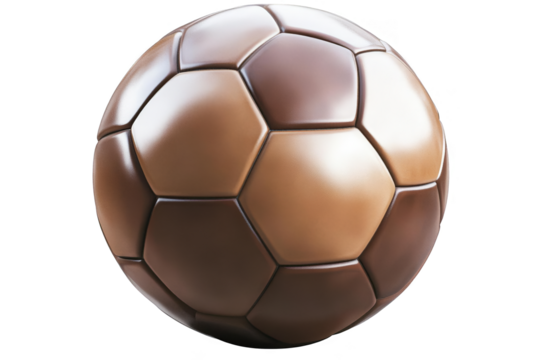 Realistic 3D Render of a Brown Leather Soccer Ball on Transparent Isolated Background
