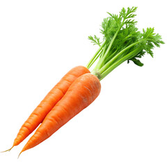 Organic whole carrot with vivid greenery, isolated on Transparent Background for a healthy, natural presentation