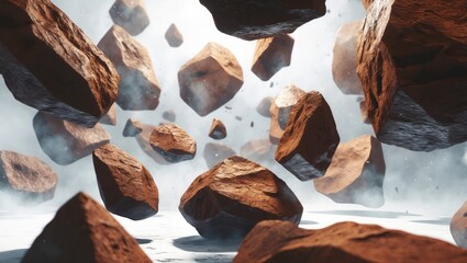 Floating and descending brown stones