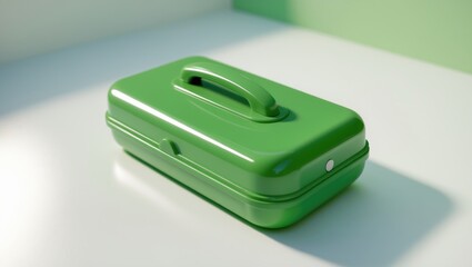 Green paper hole puncher on a white backdrop