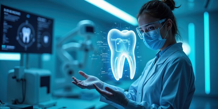 Dentist with holographic tooth.