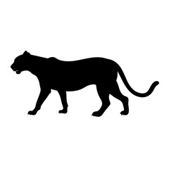 Obraz premium Minimalist Leopard Silhouette Vector Illustration in Black on Transparent Background