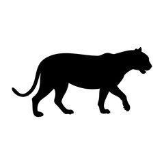 High-Quality Leopard Silhouette Vector in Black on Clear Transparent Background