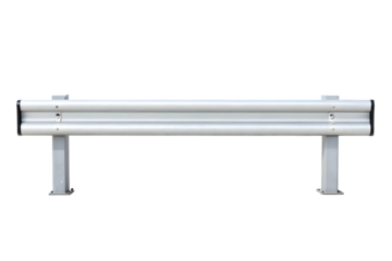 Steel Roadside Barrier with Reflective Stripes for Traffic Safety and Control.