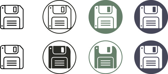  Classic Diskette Icon Collection - Retro Technology Vector
