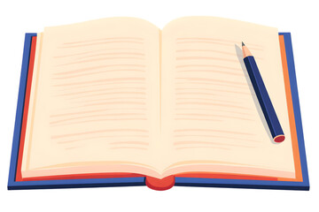 Pixel Art Illustration Of An Open Book With Pencil On Transparent Background